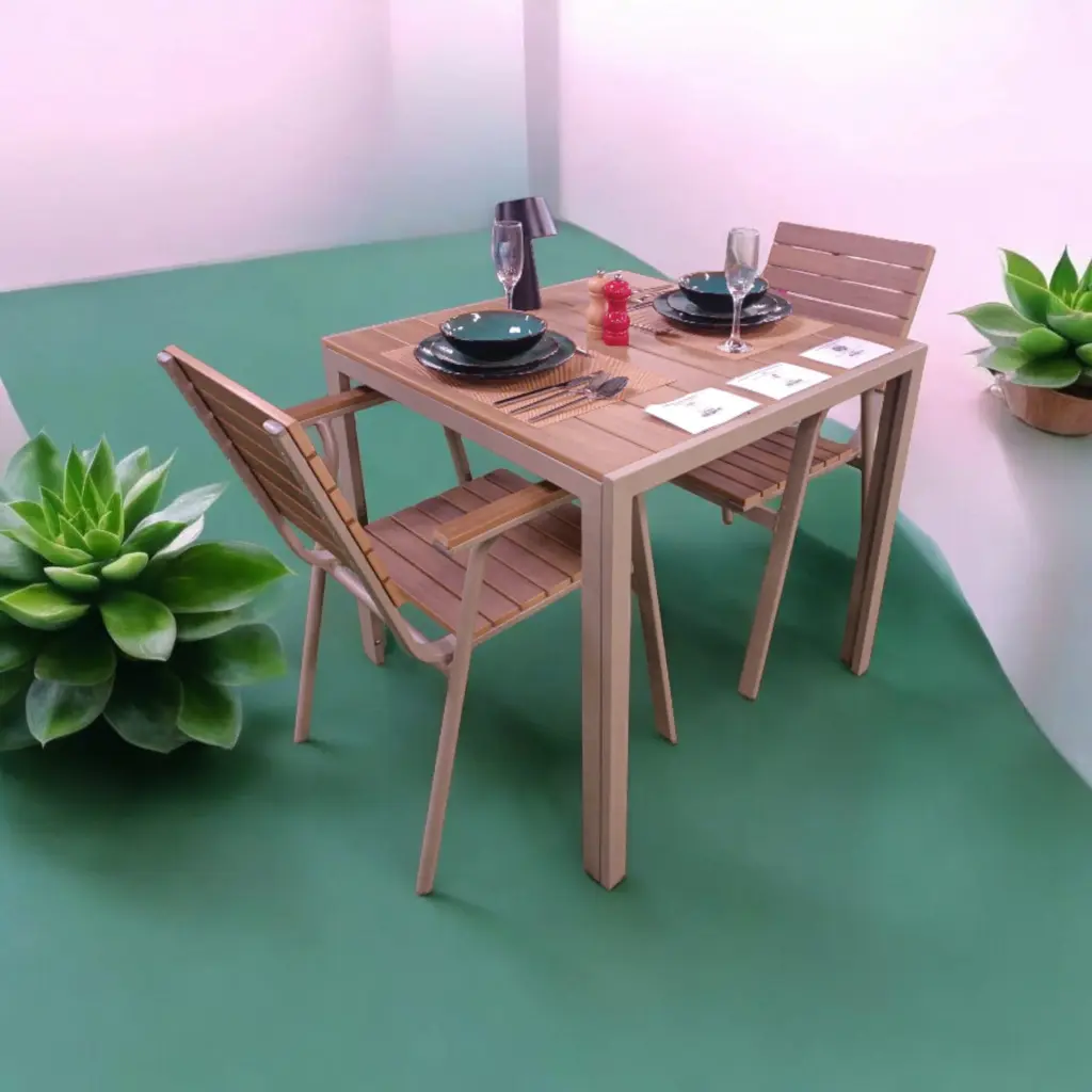 Table jardin carrée aluminium beige_1.webp