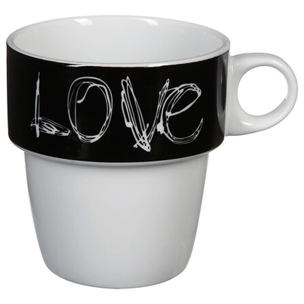 Rack 6 mugs m love 26cl, multicolore