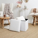 Coffre pouf pliable bouclette blanc