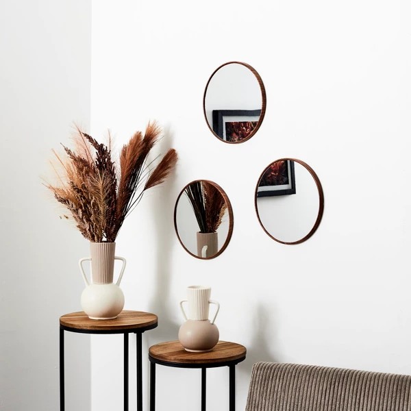 miroir toronto imitation bois d26cm x3
