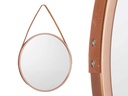 miroir rond avec poignée en simili-cuir bronze pet