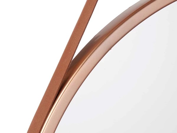 miroir rond avec poignée en simili-cuir bronze pet