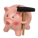 Tirelire, cochon avec marteau, env.15 cm,