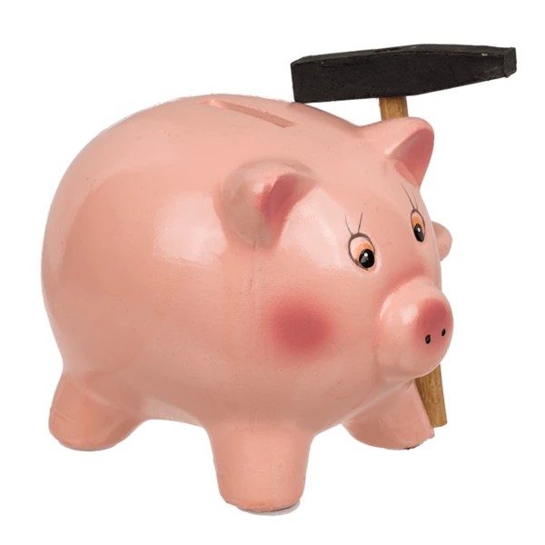 Tirelire, cochon avec marteau, env.15 cm,