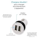 chargeur double usb allume-cigare 3a voiture