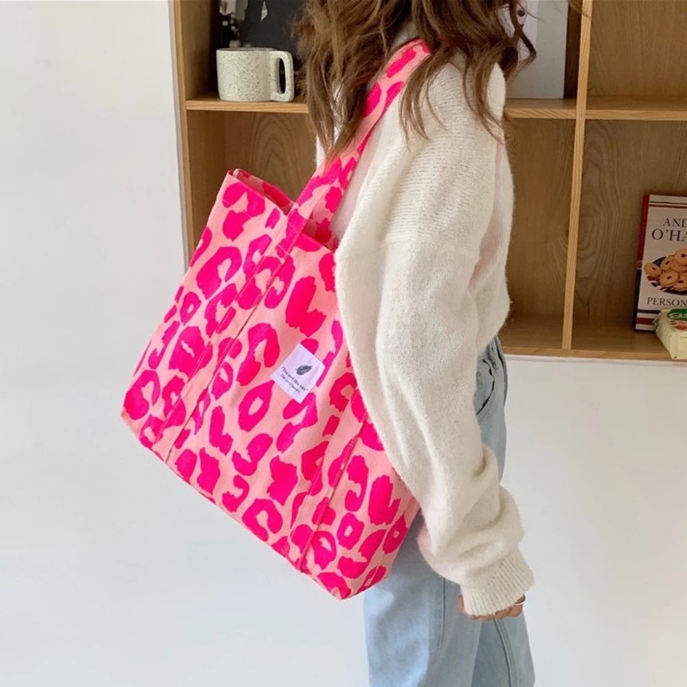 Grand sac en tissu 58x44x10cm, panthère rose