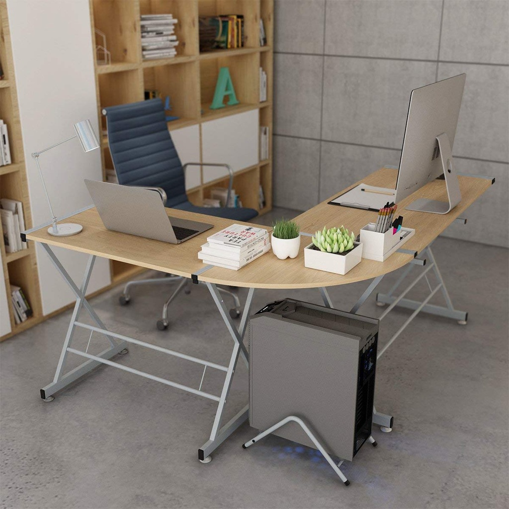 Table de bureau en L, marron