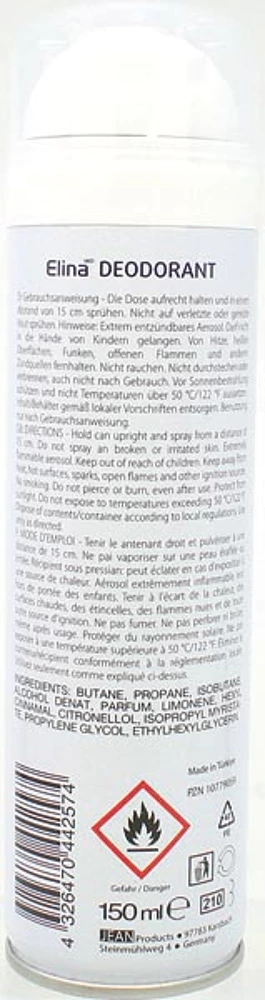Deospray Elina 150ml pour les femmes Sport Sensuel