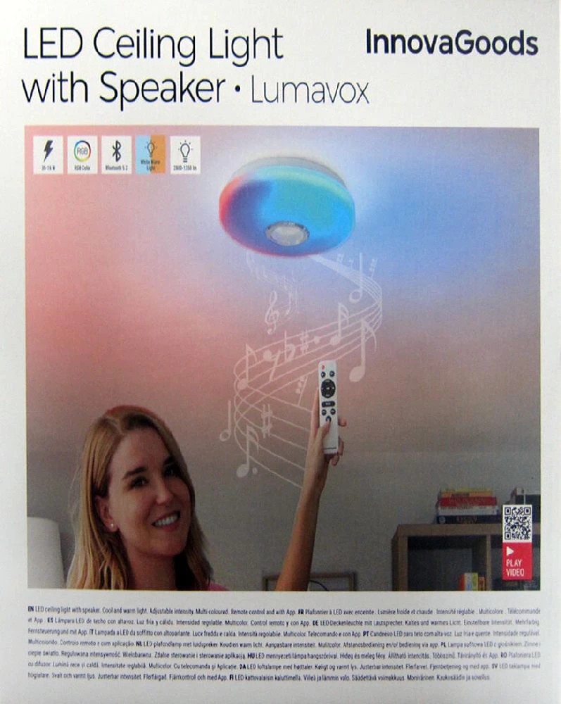 Plafonnier LED Lumavox Inno avec haut-parleur