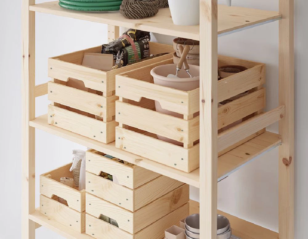 caisse en bois empilable 46x31x25cm confortable