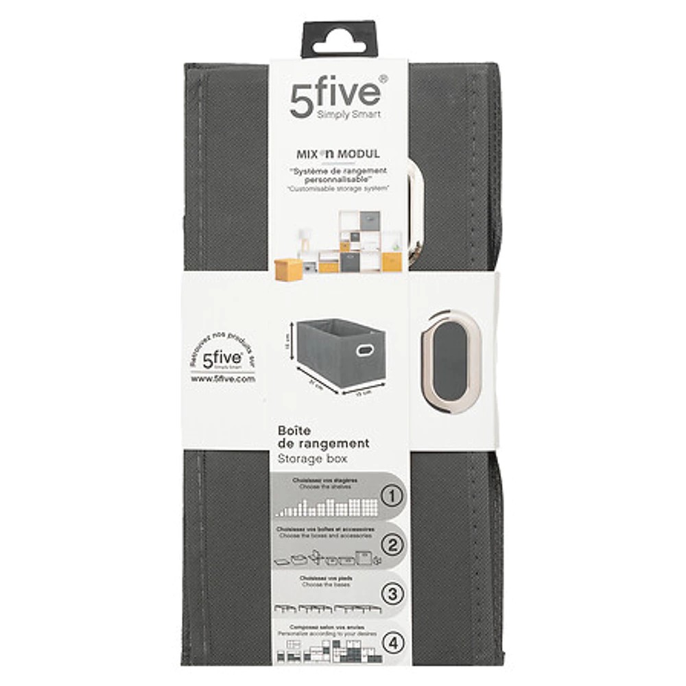 boîte rangement 15x31 gris anth uni, gris foncé