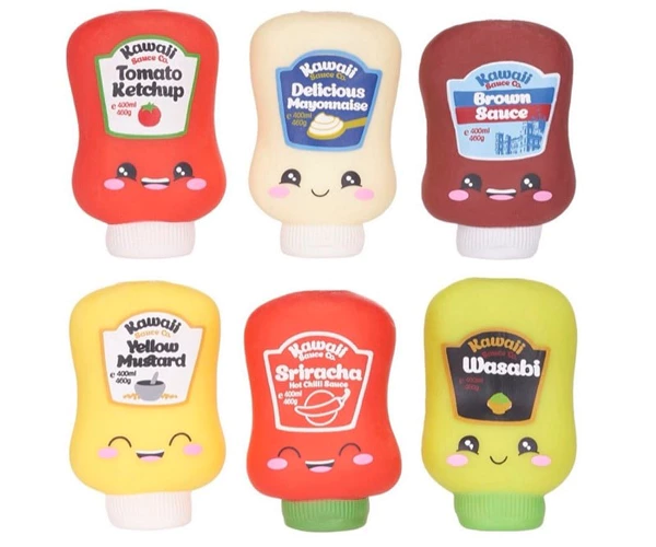 Sauces Squishy 10 cm 6 assorties Présentoir (12)