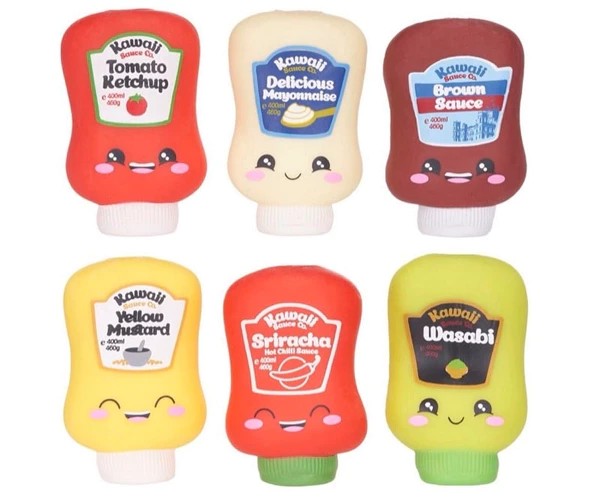 Sauces Squishy 10 cm 6 assorties Présentoir (12)