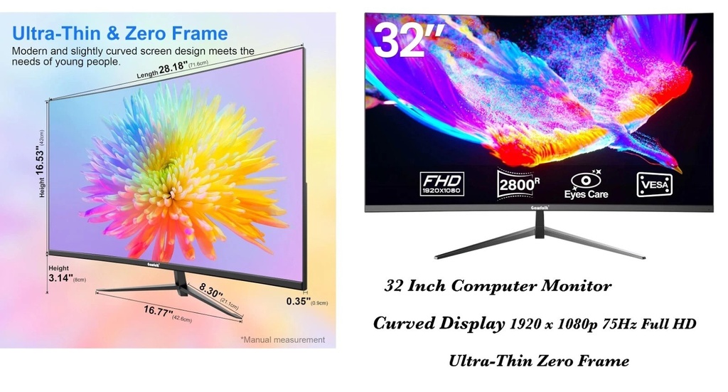 Ecran Ultra-fin 32" Full HD 1920*1080 Incurvé