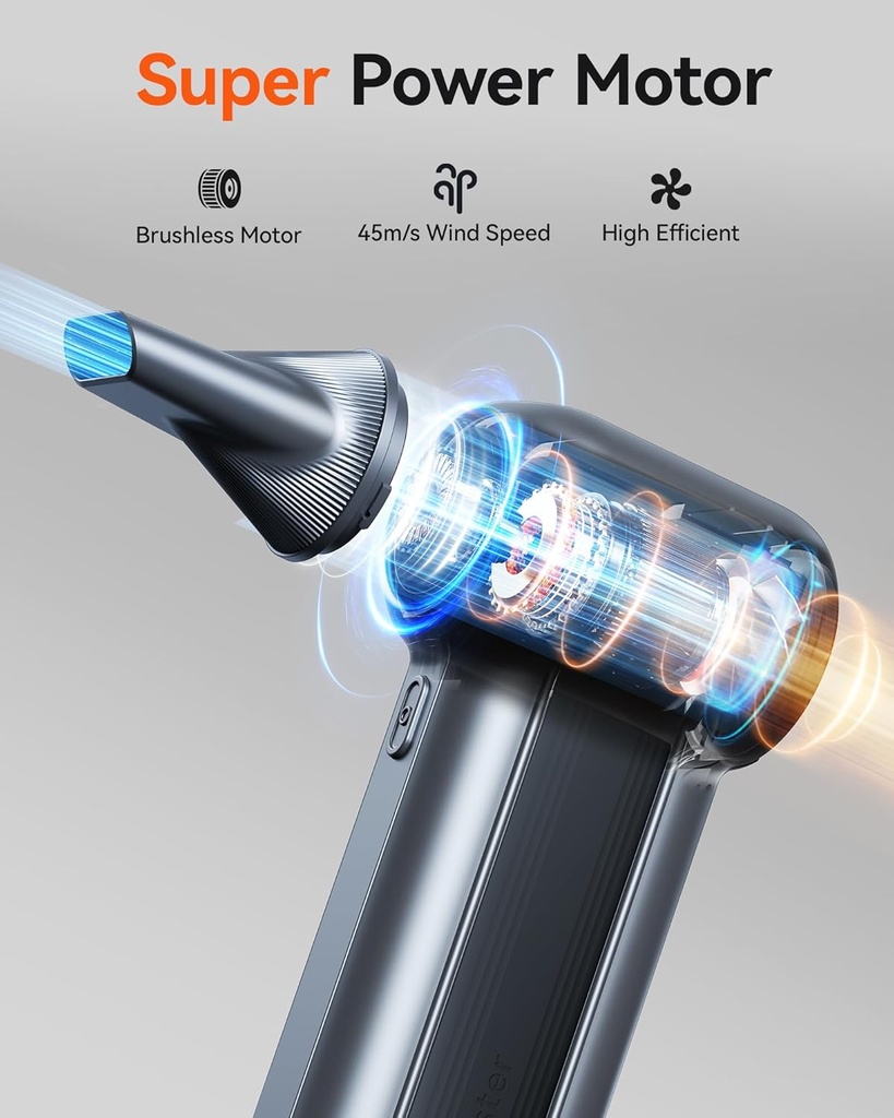 WOLFBOX MF100 — Souffleur d’air électrique sans fil Puissance extrême 150 000 tr/min