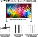 Écran de projecteur extérieur avec support – Écran de projection portable de 120 pouces