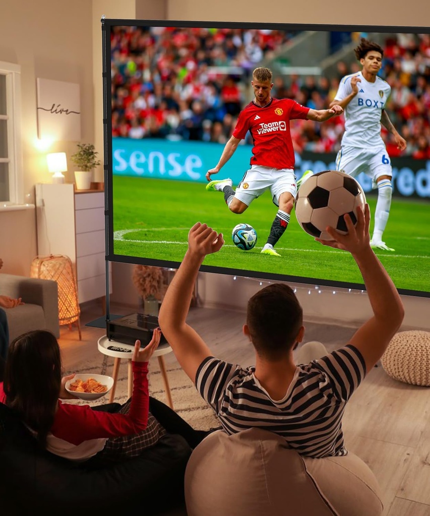 Écran de projecteur extérieur avec support – Écran de projection portable de 120 pouces