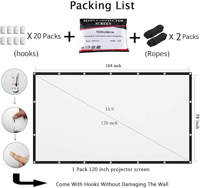 Ecran de projection 120 pouces