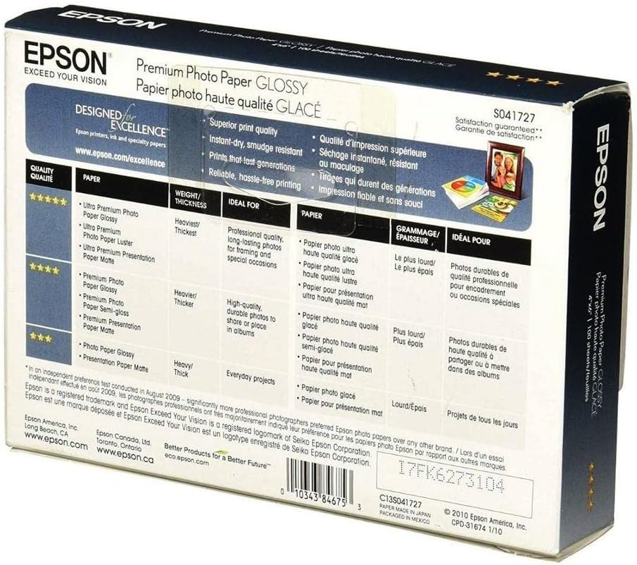 Papier Photo Epson 256g 100pieces