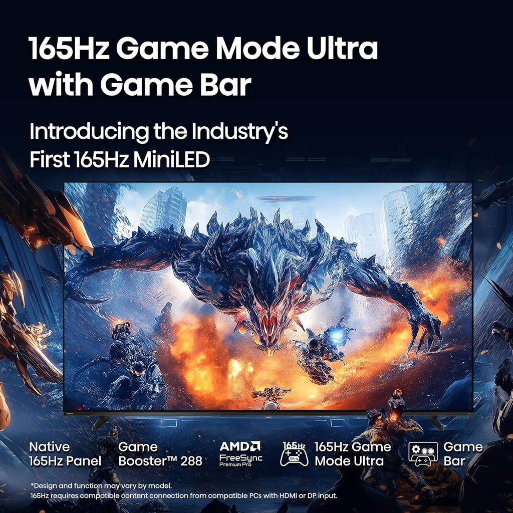 Hisens smart tv 55" 4k miniLED 165HZ