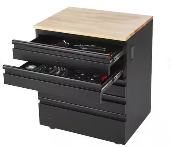 HUSKY Rangement de outils de garage en acier soudé robuste en 3 pce, couleur noire (162.56 L x 203.2 H x 60.96cm P)