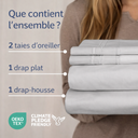 Parure de draps Queen US 4 pièces – Douce, respirante et effet frais – Gris français