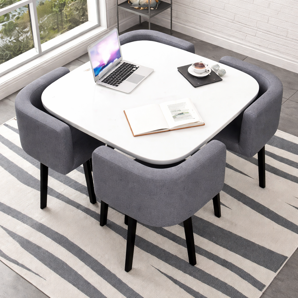 Table carrée blanche et 4 chaises (2 cartons)