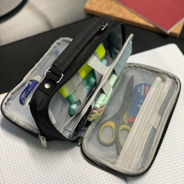 Trousse crayons double extensible noir Maaleo