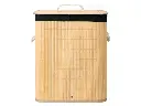 Panier à linge rectangulaire en bambou et tissu noir