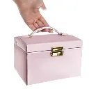 Coffret à bijoux serrure serrure à clé beige noir