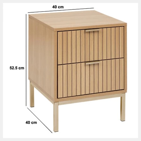 Chevet 2 tiroirs Tasso, beige