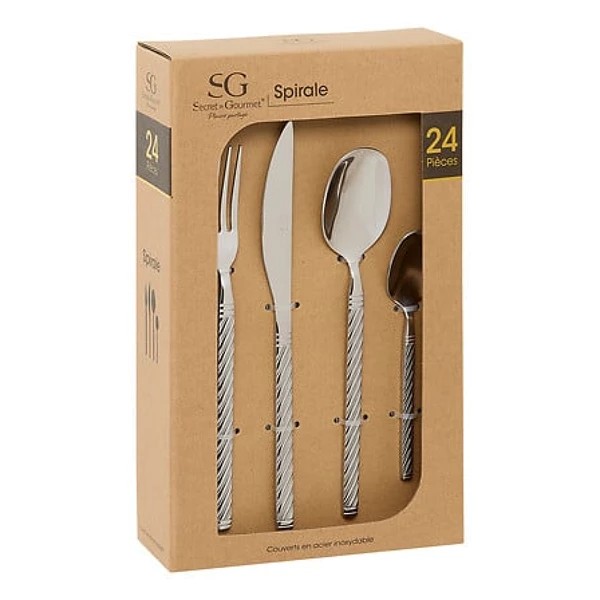 menagere 24p spirale 24pcs, argent