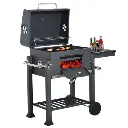 Barbecue au charbon de bois, couvercle rabattable