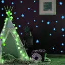 Lot de 75 autocollants phosphorescents bleus étoiles