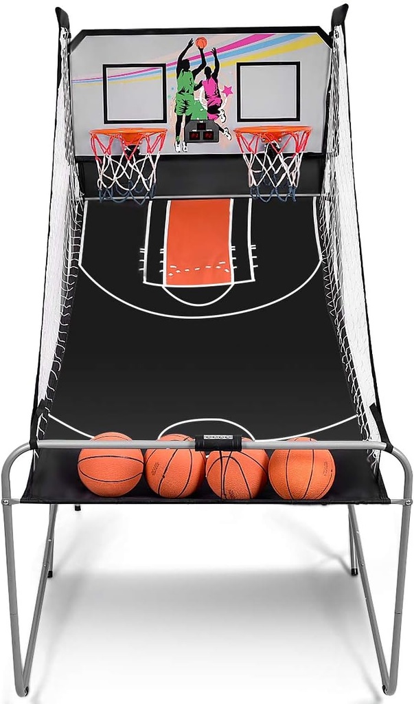 Jeu de Basket Arcade Pliable Double Panier