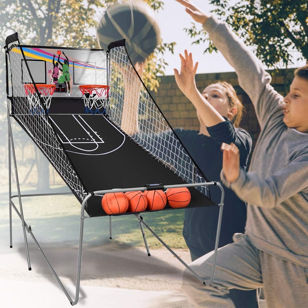 Jeu de Basket Arcade Pliable Double Panier