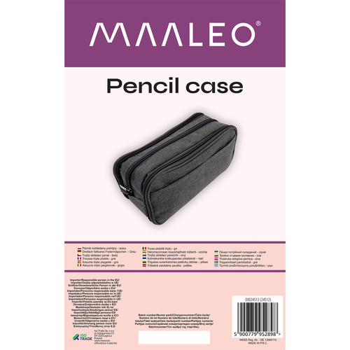 Trousse à crayons triple extensible - gris Maaleo 24512 