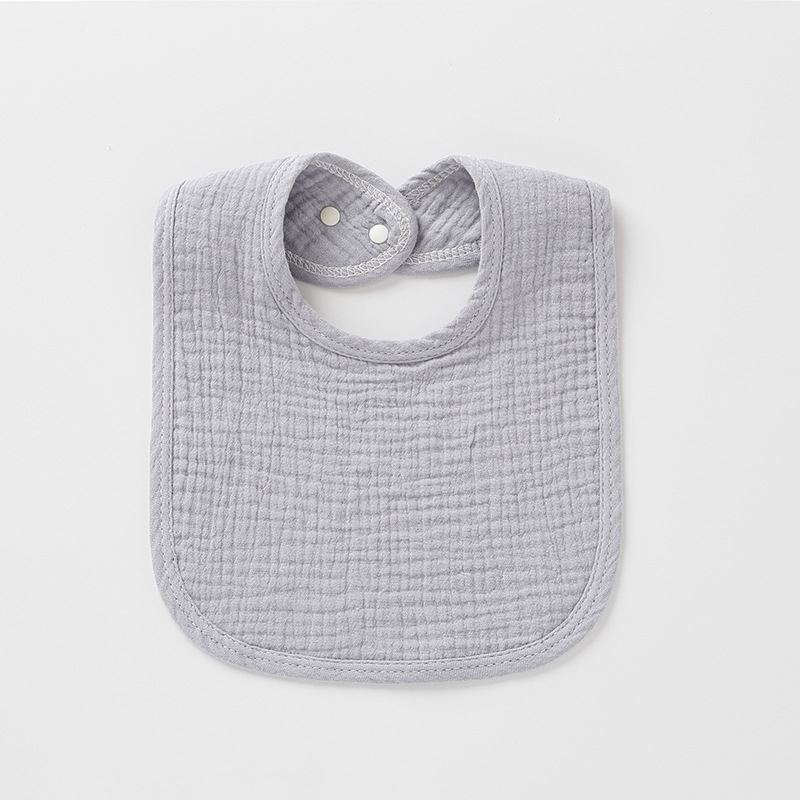 Adjustable gray cotton muslin bib