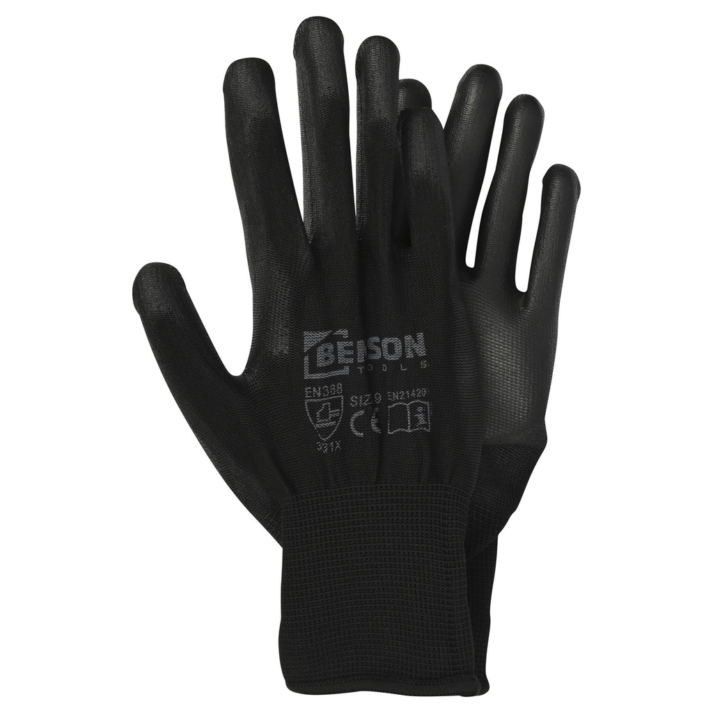 Gants de travail paume PU noir taille 9 