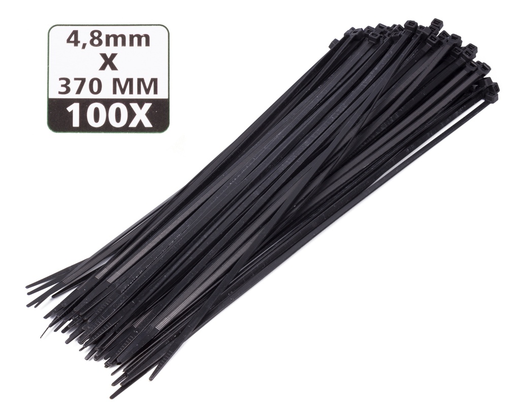 Cable fasteners 4.8 x 370 mm 100 black rooms