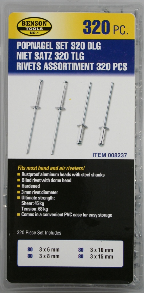 Jeu de rivets pop 320 pièces 