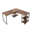 [D464Y-RST] L-Shaped Convertible Desk with Shelves, Rustic Brown