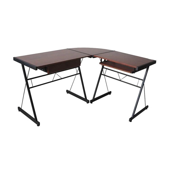 L-shaped desk table Dark brown