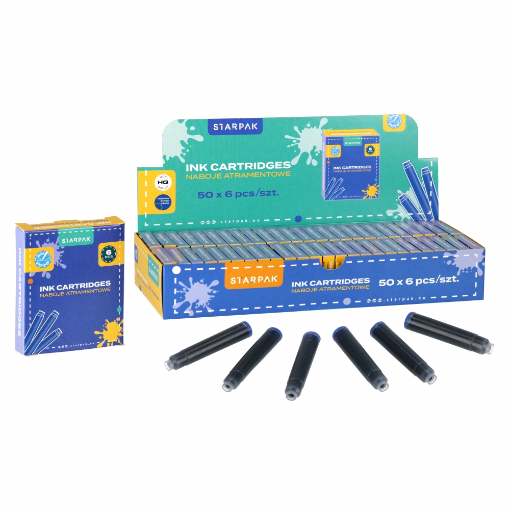 Cartouches encre pour plumes, bleu 6pcs