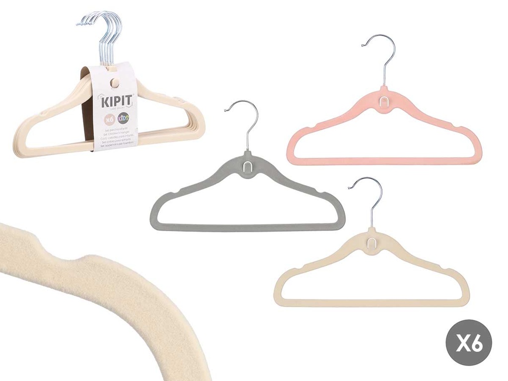 Set of 6 semi -velvet Creme Kipit for children