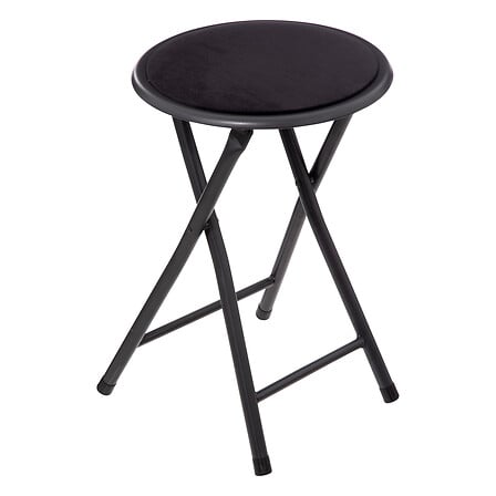 Black velvet folding stool, black