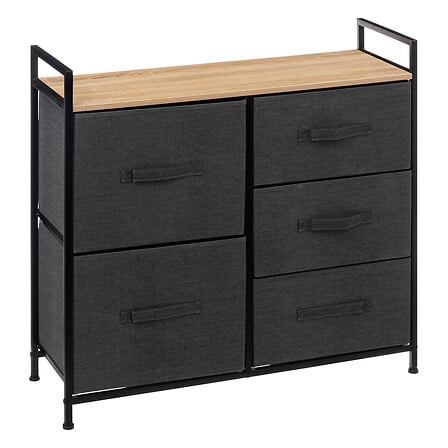 Meuble Rangement 5 tiroirs Tissa gris foncé