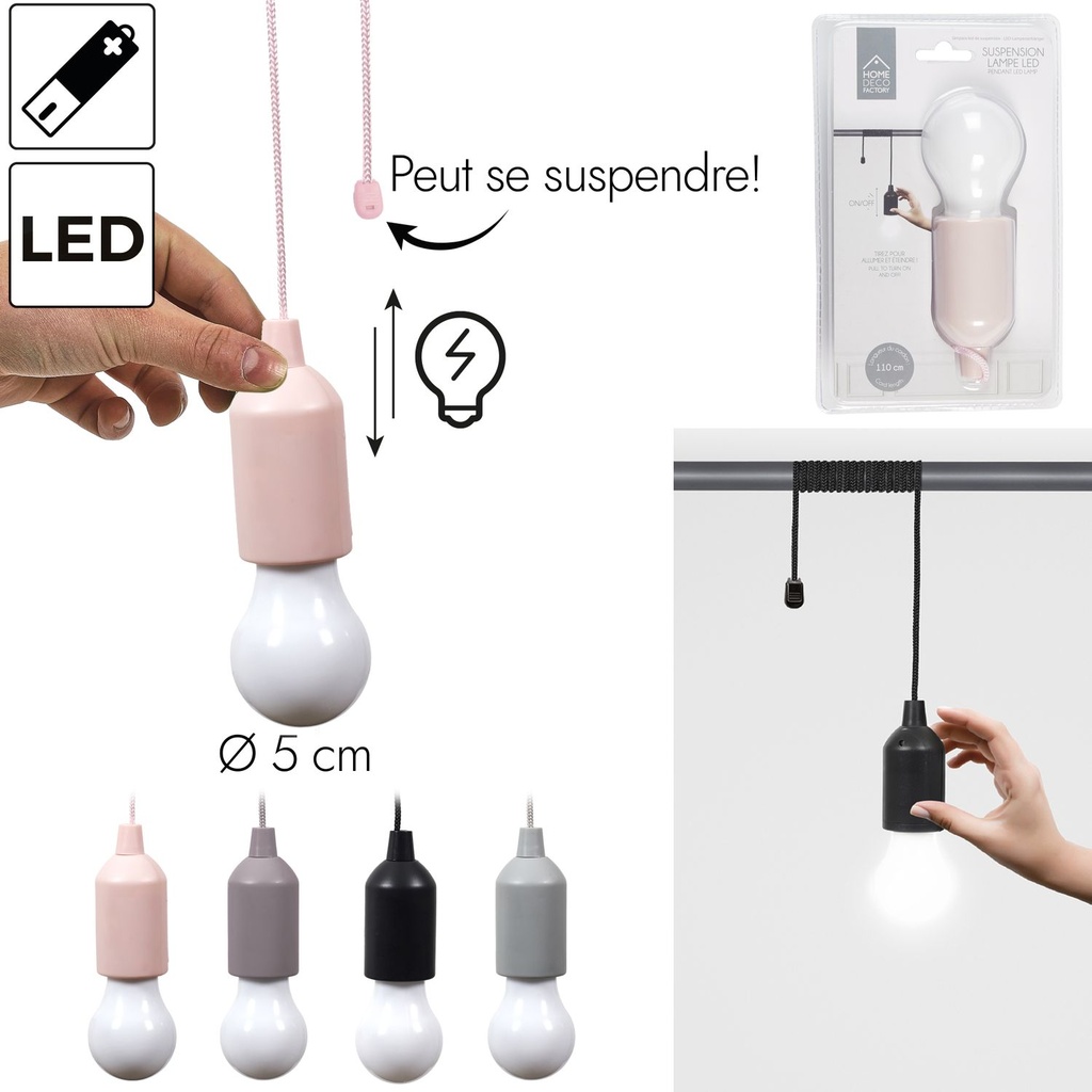 Suspension lampe led ampoule coloree 5cm