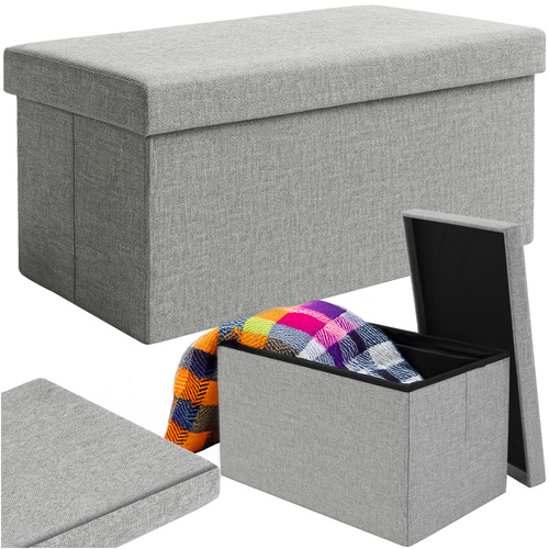 Gray fabric pouffe 76x38x38cm