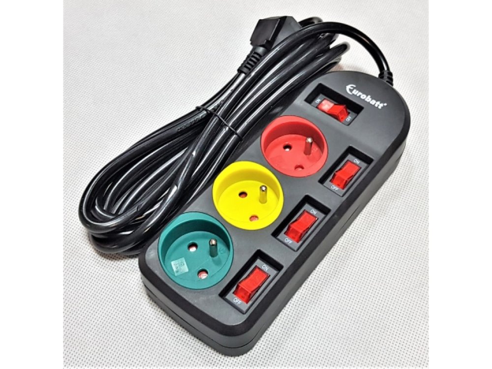 Rallonge multiprise 3 prises, broche et tige 3 m